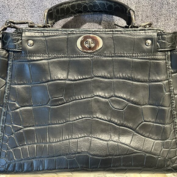 Coach Croc Embossed Mini Gramercy Black Leather Bag G1481-33635 NWT - Picture 3 of 7